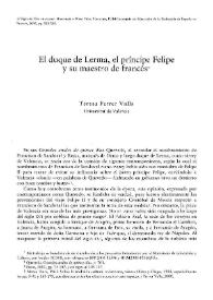 El duque de Lerma, el príncipe Felipe y su maestro de francés / Teresa Ferrer Valls | Biblioteca Virtual Miguel de Cervantes