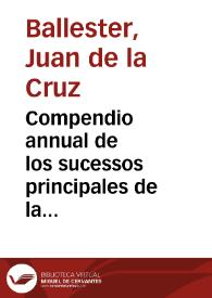 Compendio annual de los sucessos principales de la Europa en el año de 1705 / escrivelo el lic. don Juan de la Cruz... | Biblioteca Virtual Miguel de Cervantes