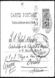 Tarjeta postal de Antonio N. Sunibert a Rafael Altamira, Bordeaux, 29 de diciembre 1906 / Antonio N. Sunibert | Biblioteca Virtual Miguel de Cervantes