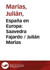 España en Europa: Saavedra Fajardo / Julián Marías | Biblioteca Virtual Miguel de Cervantes