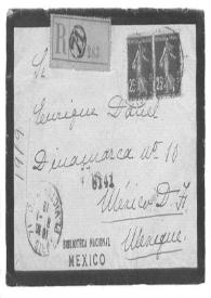 [Sobre postal de Carmen R. R. de Díaz dirigido a Enrique Danel en México, 8 de enero de 1919] | Biblioteca Virtual Miguel de Cervantes