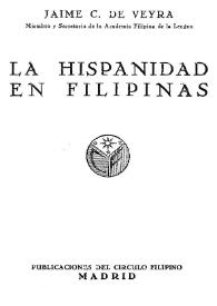 La hispanidad en Filipinas / Jaime C. de Veyra | Biblioteca Virtual Miguel de Cervantes