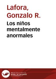 Los niños mentalmente anormales | Biblioteca Virtual Miguel de Cervantes