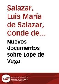 Nuevos documentos sobre Lope de Vega | Biblioteca Virtual Miguel de Cervantes