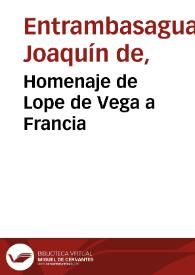 Homenaje de Lope de Vega a Francia | Biblioteca Virtual Miguel de Cervantes