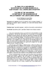 El final de la Inquisición: un síntoma de las debilidades de la Ilustración y del Liberalismo en España / Carlos Rodríguez López-Brea | Biblioteca Virtual Miguel de Cervantes