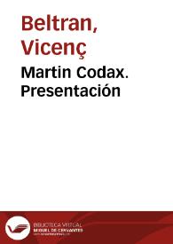 Martin Codax. Presentación / Vicenç Beltran | Biblioteca Virtual Miguel de Cervantes