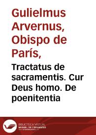 Tractatus de sacramentis. Cur Deus homo. De poenitentia | Biblioteca Virtual Miguel de Cervantes