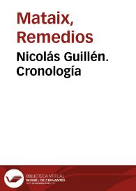 Nicolás Guillén. Cronología | Biblioteca Virtual Miguel de Cervantes