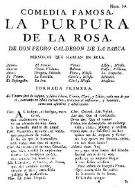 La purpura de la rosa / de Don Pedro Calderon de la Barca | Biblioteca Virtual Miguel de Cervantes