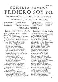 Primero soy yo / de Don Pedro Calderon de la Barca | Biblioteca Virtual Miguel de Cervantes