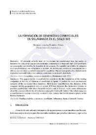 La formación de compañías comerciales en Salamanca en el siglo XVI / Francisco Javier Lorenzo Pinar | Biblioteca Virtual Miguel de Cervantes