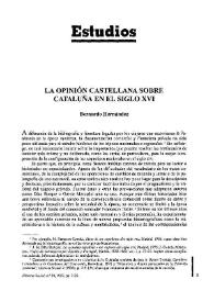 La opinión castellana sobre Cataluña en el siglo XVI / Bernardo Hernández | Biblioteca Virtual Miguel de Cervantes