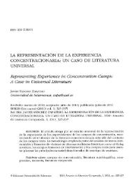 La representación de la experiencia concentracionaria : un caso de literatura universal / Javier Sánchez Zapatero | Biblioteca Virtual Miguel de Cervantes