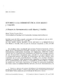Retorno a la hermenéutica con Mario J. Valdés / María Teresa Vilariño Picos | Biblioteca Virtual Miguel de Cervantes