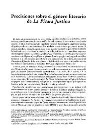 Precisiones sobre el género literario de "La Pícara Justina" / Antonio Rey Hazas | Biblioteca Virtual Miguel de Cervantes