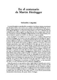En el centenario de Martin Heidegger / Jorge Uscatescu | Biblioteca Virtual Miguel de Cervantes