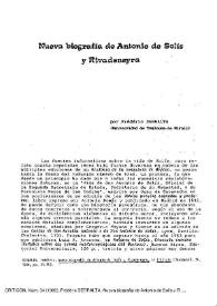 Nueva biografía de Antonio de Solís y Rivadeneyra / Frédéric Serralta | Biblioteca Virtual Miguel de Cervantes