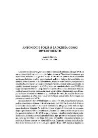 Antonio de Solís o la poesía como divertimento / Antonio Carreira | Biblioteca Virtual Miguel de Cervantes