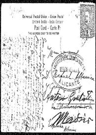 Tarjeta postal de Alberto Osório de Castro a Rafael Altamira, 24 de marzo de 1907 | Biblioteca Virtual Miguel de Cervantes