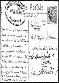 Tarjeta postal de G. Desdevizes du Desert a Rafael Altamira. Oviedo, 28 de marzo de 1907 | Biblioteca Virtual Miguel de Cervantes