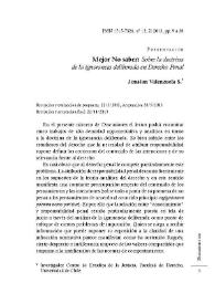 Introducción: Mejor no saber: 'Sobre la doctrina de la ignorancia deliberada en Derecho Penal'  / Jonatan Valenzuela S. | Biblioteca Virtual Miguel de Cervantes