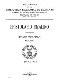 Epistolario rizalino. Tomo 3: 1890-1892 | Biblioteca Virtual Miguel de Cervantes