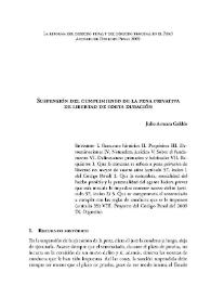 Suspensión del cumplimiento de la pena privativa de libertad de corta duración / Julio Armaza Galdós | Biblioteca Virtual Miguel de Cervantes