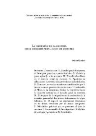 La inclusión de la cultura en el derecho penal suizo de menores / Michel Lachat | Biblioteca Virtual Miguel de Cervantes