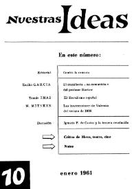 Nuestras Ideas : teoría, política, cultura. Núm. 10, enero 1961 | Biblioteca Virtual Miguel de Cervantes