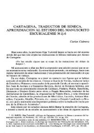 Cartagena, traductor de Séneca. Aproximación al estudio del manuscrito escurialense N-ij-6 / Carlos Cabrera | Biblioteca Virtual Miguel de Cervantes