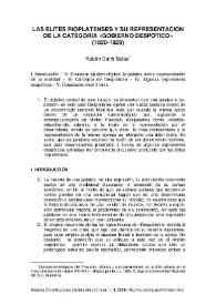 Las élites rioplatenses y su representación de la categoría "gobierno despótico" (1820-1829) / Rubén Darío Salas | Biblioteca Virtual Miguel de Cervantes
