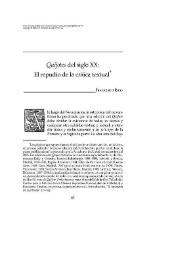 Quijotes del siglo XX: El repudio de la crítica textual / Francisco Rico | Biblioteca Virtual Miguel de Cervantes