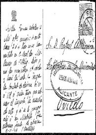 Tarjeta postal de Castillejo a Rafael Altamira. Sevilla, 19 de marzo de 1908 | Biblioteca Virtual Miguel de Cervantes