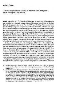 The "Anacephaleosis" (1456) of Alfonso de Cartagena: How to Digest Chronicles / Robert Folger | Biblioteca Virtual Miguel de Cervantes