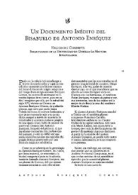 Un documento inédito del bisabuelo de Antonio Enríquez / Heliodoro Cordente | Biblioteca Virtual Miguel de Cervantes