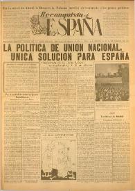 Reconquista de España : Periódico Semanal. Órgano de la Unión Nacional Española en México. Año I, núm. 21, 25 de febrero de 1946 | Biblioteca Virtual Miguel de Cervantes