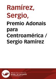 Premio Adonais para Centroamérica / Sergio Ramírez | Biblioteca Virtual Miguel de Cervantes