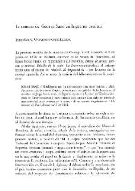 La muerte de George Sand en la prensa catalana / Pere Solà | Biblioteca Virtual Miguel de Cervantes
