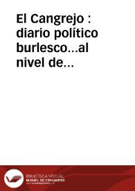 El Cangrejo : diario político burlesco...al nivel de las actuales circunstancias | Biblioteca Virtual Miguel de Cervantes