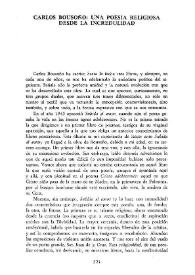 Carlos Bousoño: una poesía religiosa desde la incredulidad / Francisco Brines | Biblioteca Virtual Miguel de Cervantes