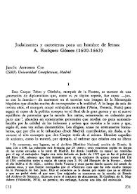 Judaizantes y carreteros para un hombre de letras: A. Enríquez Gómez (1600-1663) / Jesús Antonio Cid | Biblioteca Virtual Miguel de Cervantes