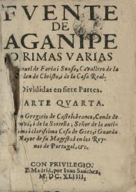 Fuente de Aganipe o rimas varias. Parte cuarta / Manuel de Faria i Sousa | Biblioteca Virtual Miguel de Cervantes