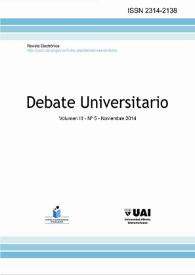Debate Universitario. Revista Electrónica Semestral. Núm. 5. Volumen III,  noviembre 2014 | Biblioteca Virtual Miguel de Cervantes