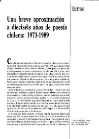 Una breve aproximación a dieciséis años de poesía chilena: 1973-1989 / Sergio Macías | Biblioteca Virtual Miguel de Cervantes