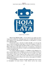 Hoja de Lata Editorial (Gijón, 2013-) [Semblanza] / Raquel Fernández Menéndez | Biblioteca Virtual Miguel de Cervantes