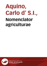 Nomenclator agriculturae / authore Carolo de Aquino... | Biblioteca Virtual Miguel de Cervantes