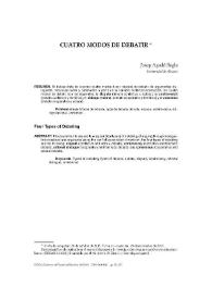 Cuatro modos de debatir / Josep Aguiló Regla | Biblioteca Virtual Miguel de Cervantes