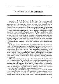 La palabra de María Zambrano / José Luis L. Aranguren | Biblioteca Virtual Miguel de Cervantes