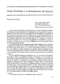 María Zambrano y la hermenéutica del Quijote / Francisco Gutiérrez Carbajo | Biblioteca Virtual Miguel de Cervantes